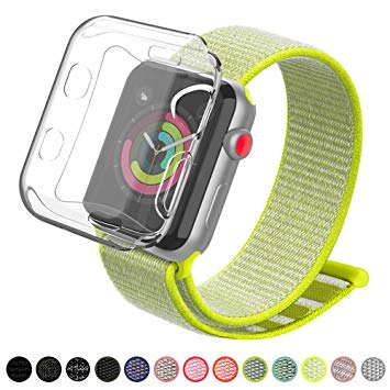 YIUES Compatible with Apple Watch Band 38mm 42mm, Soft Breathable Lightweight Nylon Sport Loop Replacement iWatch Band Compatible with Apple Watch Series 3/2/1