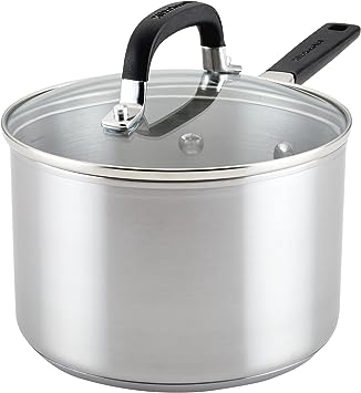 KitchenAid Induction Saucepan with Lid, 3 Quart, Brushed Stainless Steel