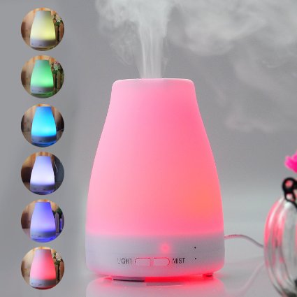 BATTOP Essential Oil Diffuser Ultrasonic Aromatherapy Oil Diffuser Cool Mist Aroma Humidifier With Color LED Lights and Waterless Auto Shut-off Fuction for HomeYoga Office Spa BedroomBaby Room