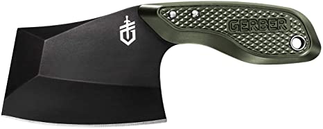 Gerber TRI-Tip, Mini Cleaver Fixed Blade Knife with Sheath, Green Handle [30-001694]