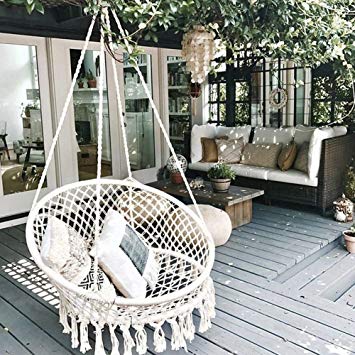 Finebaby Handmade Knitted Swing Baby Room Decoration Furniture Hanging Chair for Reading/Leisure