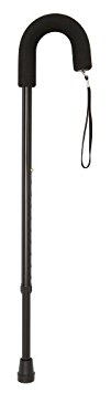 DMI Deluxe Adjustable Cane with Comfort Grip Handle and Strap, Black