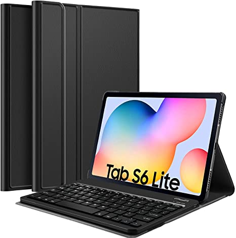 IVSO Keyboard Case for Samsung Galaxy Tab S6 Lite 10.4 Inch 2020,Premium PU Leather Stand Cover with Removable Wireless Keyboard(Black)