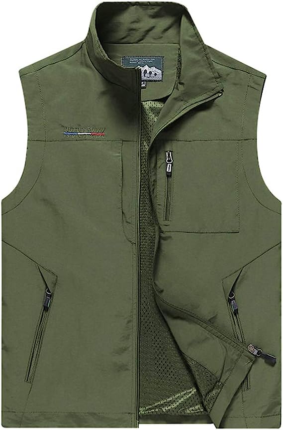 Mens Work Vest Summer Travel Photo Vest Cargo Sleeveless Jackets with Pockets