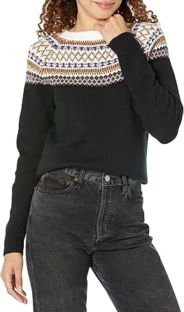 Amazon Essentials Women's Soft-Touch Crewneck Fair Isle Pattern Sweater