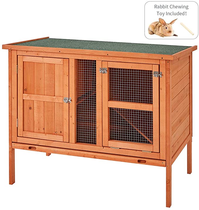 Esright Rabbit Hutch 54.3'' Rabbit Cage Outdoor Large Wooden Bunny House
