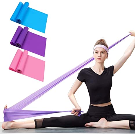 Resistance Bands Set, 3 Pack Professional Latex Elastic Bands for Home or Gym Upper & Lower Body Exercise, Strength Training, Yoga, Pilates (Blue, Purple, Pink)