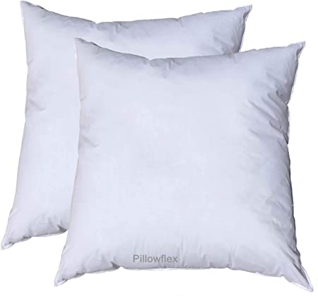 Pillowflex Set of 2 13x13 Pillow Form Inserts, Premium Polyester Filled, Machine Washable, Square Throw, Made in USA