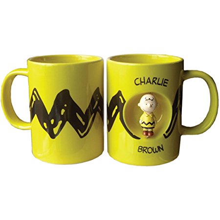 Westland Giftware 4-Inch Ceramic Spinner Mug, 12-Ounce, Peanuts Charlie Brown
