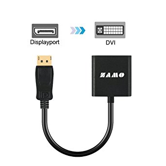DP to DVI, ZAMO Gold Plated DisplayPort to DVI Adapter for Laptop Computer- Displayport to DVI Cable Converter Male to Female in Black