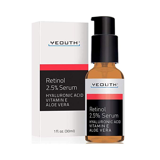 Retinol Serum 2.5% with Hyaluronic Acid, Aloe Vera, Vitamin E - Boost Collagen Production, Reduce Wrinkles, Fine Lines, Even Skin Tone, Age Spots, Sun Spots - 1 fl oz - Yeouth - Guaranteed
