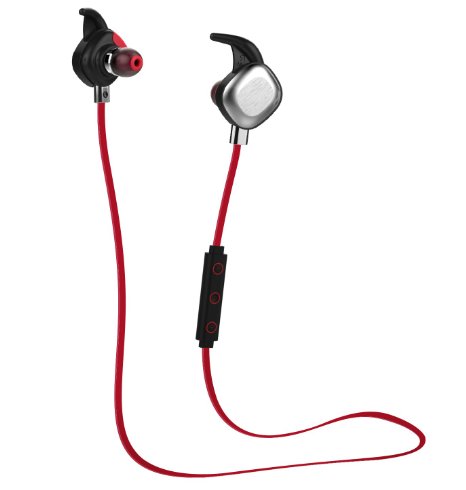 JNB J1 Ultra-light Best Sports Wireless Bluetooth Headphones - Noise Cancelling Earbuds with MicrophoneRed