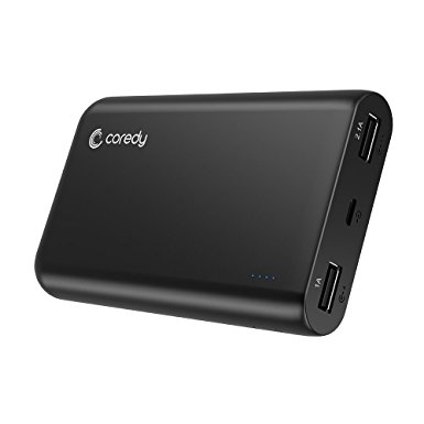 Coredy Portable Charger 10000mAh (2A Input, 3.1A Dual USB Output) External Battery Pack with High-Speed Charging Technology Power Bank for iPhone, Samsung Galaxy and More USB C Device (Black)