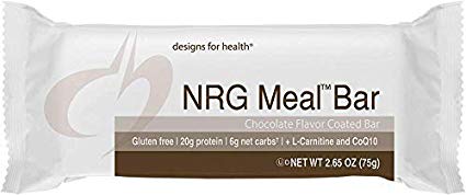 Designs for Health Keto-Friendly NRG Meal Bar - Energy Support   High Protein with Allulose, 6g Net Carbs (12 Bars)