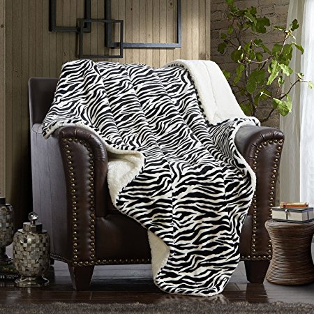 Merrylife Decorative Sherpa Throw Blanket Ultra-Plush Comfort | Soft, Colorful | Home, Couch, Outdoor, Travel Use (60"70", ZEBRA)