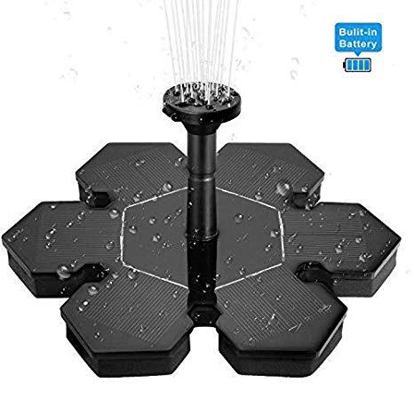 Solar Fountain Pump with Battery Backup, Solar Bird Bath Fountain1.5W Upgraded Solar Power Water Pump Panel Kit, Outdoor Watering Submersible Pump for Pond, Pool, Garden, Fish Tank