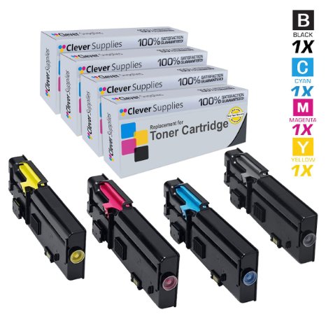 Clever Supplies© Compatible Replacement Toner Cartridges 4 Color Set for Dell C2660(593-BBBU, 593-BBBT, 593-BBBS, 593-BBBR)C2665, C2665dnf, C2660, C2665, C2660dn, C2665dnf Black Cyan Magenta Yellow