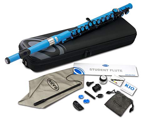 Nuvo SE200FBL Student Flute Kit with Straight Head, C, Foot, Case & Accessories, Special Edition Electric Blue