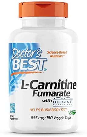 Doctor's Best L-Carnitine Fumarate, 500mg, 855mg, 60 Vegan Capsules, Amino Acid, Lab Tested, Gluten Free, SOYA Free, Vegetarian