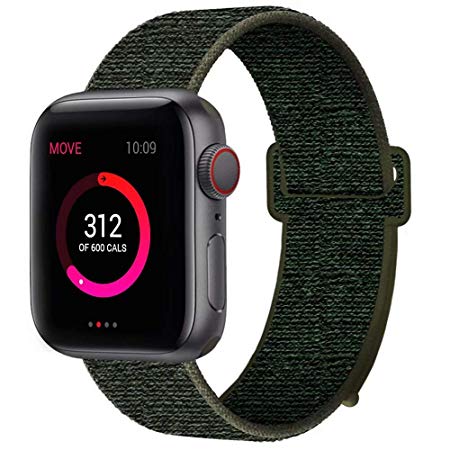 INTENY Sport Band Compatible with Apple Watch 38mm 40mm 42mm 44mm, Soft Lightweight Breathable Nylon Sport Loop, Strap Replacement for iWatch Series 4, Series 3, Series 2, Series 1