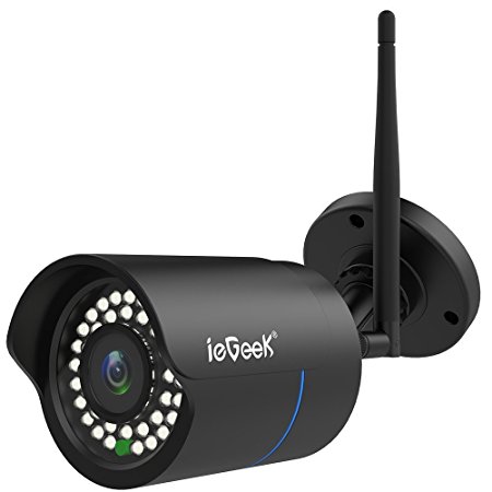 ieGeek Wifi Wireless Security Camera Outdoor IP Camera Home Surveillance System (720P HD, Night Vision, Motion Detect, Email Alert, Remote View Via Smart Phone/Tablet/PC, Up to 128GB Micro SD) Black