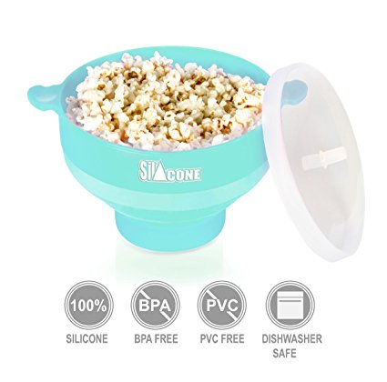 Silicone Microwave Popcorn Popper BPA free Popcorn Maker 2 Minutes To Pop With or Without Oil