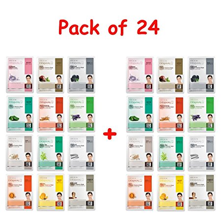 (Pack of 24 ) Dermal Korea Collagen Essence Full Face Facial Mask Sheet