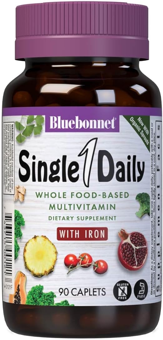 BlueBonnet Super Earth Single Daily Multi-Nutrient Formula Iron Caplets, 90 Count Green