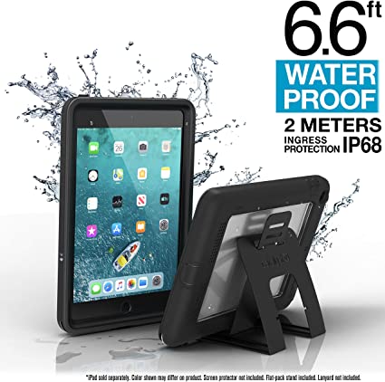 Catalyst Case for iPad Mini 5 Edition 2019, Full Body Protection, Waterproof 6.6ft, Drop Proof 4ft, Kickstand Included, Touch ID, Built-in Screen Protector, iPad case for Kids - Stealth Black