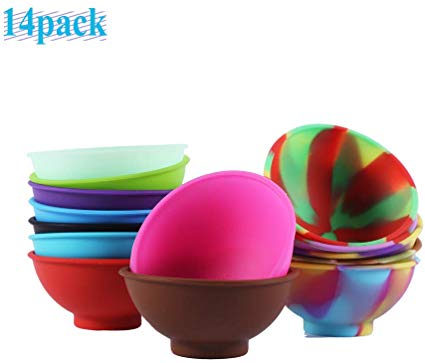 JAPI 14 Pieces Mini Silicone Pinch Bowls, 1.75 Ounce Prep and Serve Bowls, Multicolor