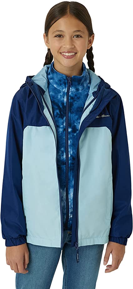 Eddie Bauer Girls' Rain Jacket - Lone Peak Waterproof 3 in 1 Insulated Windbreaker Coat with Removable Fleece Lining (5-20)