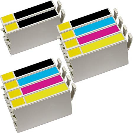 2 Pack   2 Black of Total 10 Remanufactured 44 Ink Cartridges 44 T044120 T044220 T044320 T044420 for 44 Black Cyan Magenta Yellow Combo Set