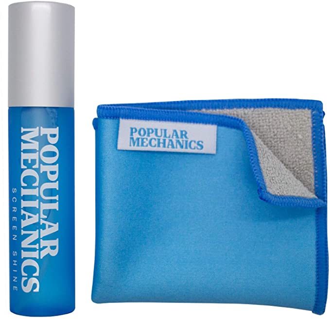 Popular Mechanics Screen Shine - Tech Cleaning Kit Includes Dual-Sided Microfiber Cloth and Travel Carry-On TSA Compliant 30 mL Bottle - Alcohol and Ammonia Free Formula