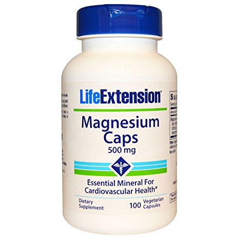 Life Extension Magnesium Vegetarian Capsules, 500 mg, 100 Count (100x2)