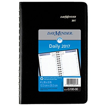DayMinder Daily Planner / Appointment Book 2017, Wire Bound, 4-7/8 x 8", Black (G100-00)