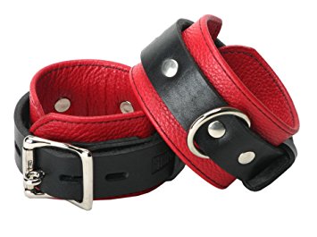 Red and Black Locking Bondage Wrist Cuffs