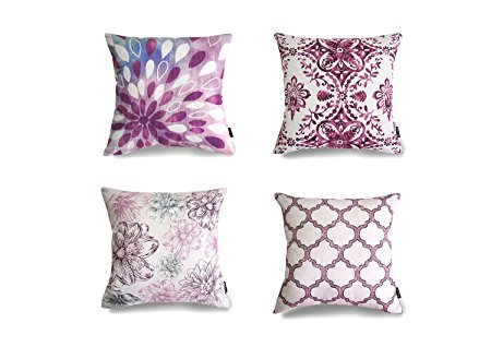 Phantoscope® New Living Purple Decorative Throw Pillow Case Cushion Cover Set of 4
