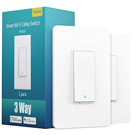 3 Way Smart Light Switch (Neutral Wire Required), Meross WiFi Light Switch Works with Alexa, Google Assistant and SmartThings, Single Pole or 3 Way Installation, Voice Control and Schedule (2 Pack)