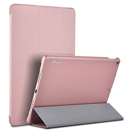 rooCASE iPad Pro 10.5 Case, Optigon Lightweight Slim Shell Trifold Folio Case Stand with Auto Sleep/Wake Function for Apple iPad Pro 10.5 Inch 2017, Rose Gold