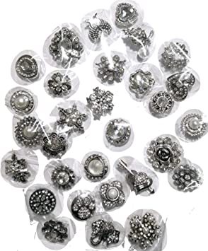 Snap Button Jewelry Rhinestone Snap Ginger Button Charms (Pack of 30 pcs)