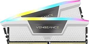 CORSAIR VENGEANCE RGB DDR5 RAM 64GB (2x32GB) 5600MHz CL40 Intel XMP iCUE Compatible Computer Memory - White (CMH64GX5M2B5600C40W)