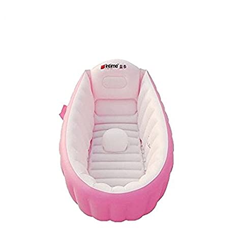 YueYueZou Baby Girl Bathtub, Inflatable Infant Toddler Foldable Swimming Pool, Pink
