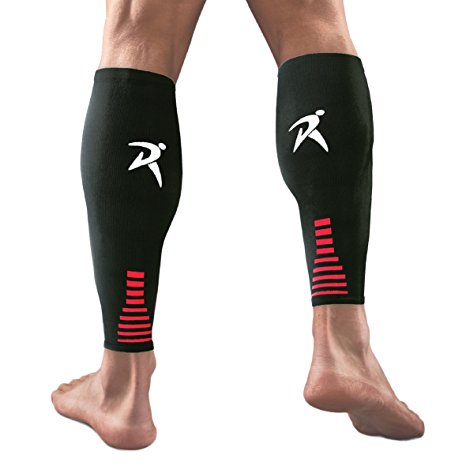 Calf Compression Sleeves (Graduated Compression, Ergonomic fit for Men and Women) (Ideal for Sports, Work, Flight, Pregnancy)