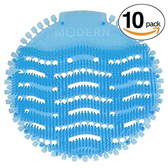 Urinal Screen & Deodorizer (10-pack) by Modern Industrial - Fits Most Top Urinal Brands at Restaurants, Offices, Schools, etc. (Blue Mist)
