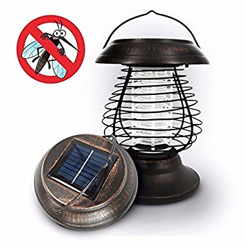 iMeshbean Solar Powered LED Insect Killer Mosquito Zapper Bug Fly Killing Lamp Light Trap for Indoor & Outdoor USA