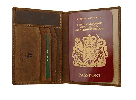 Visconti Hunter 732 Distressed Leather Passport Cover / Holder Wallet Case (Oil Tan)