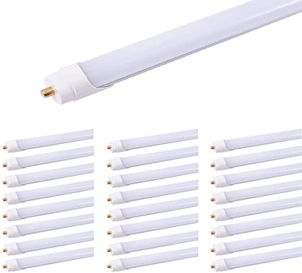 25 Pack 4ft 24w T8 LED Tube Light White Daylight 6500k T8 LED Bulbs Ballast Bypass FA8 Single pin 4 Foot Milky Cover Fluorescent Tube lamp Replacement AC100-277V Double-End Powered (4ft 24w, 25 Pack)