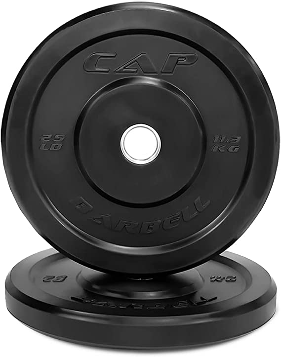 WF Athletic Supply 2 inch Olympic Size Black Premium Bumper Plate with Steel Insert, Great for Strength Training, Weightlifting & Crossfit Competition, Size Options Available