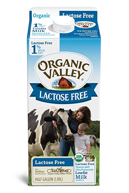 Organic Valley, Organic Lactose Free 1% Low Fat Milk, Ultra Pasteurized, Half Gallon, 64 oz