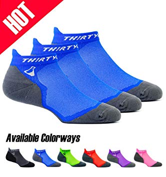 Thirty 48 Ultralight Athletic Running Socks for Men and Women with Seamless Toe, Moisture Wicking, Cushion Padding